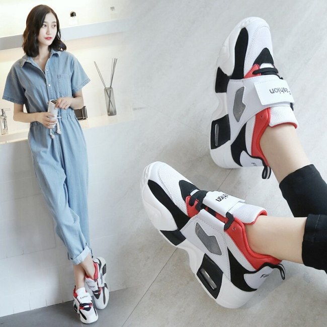 Chunky Sneakers Women Spring Thick Bottom Daddy Shoes Round Toe Breathing Leisure Women Shoes