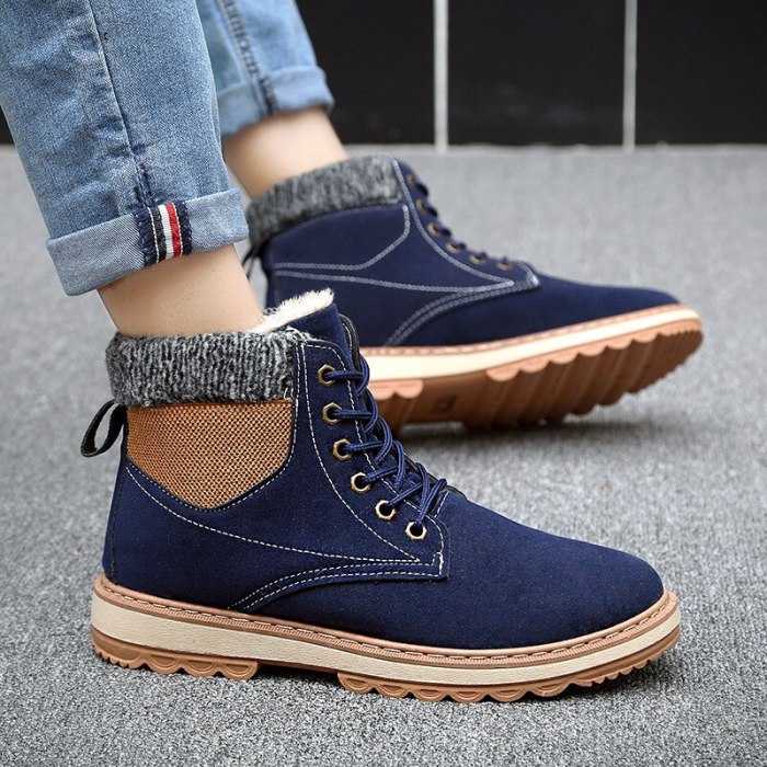 Men Snow Boots Winter Warm Outdoor Snow Walking Ankle Boots 2021 New Winter Male Comfortable Plush Casual Winter Boots Mens Boot