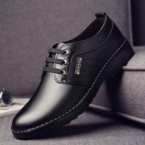 Men's real leather shoes trend all-match Dress shoes male breathable casual shoes British black business Genuine leather shoes