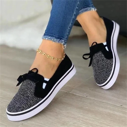 Women's Flats Shoes 2021 Casual Slip On Elastic Band Solid Color Ladies Vulcanized Shoes Plus Size Female Walking Footwear New