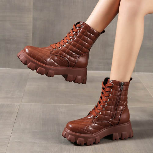 New Fashtion Platform Pu Leather Side Zipper Boots