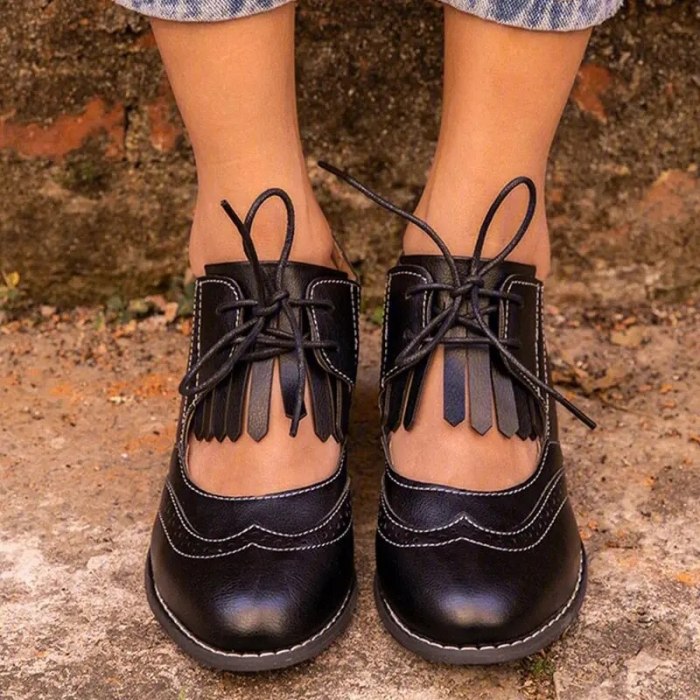 British Women Oxfords High Chunky Block Heels Pumps Brown PU Round Toe Designer Brogues Casual Office Lady Lace-up Vintage Shoes