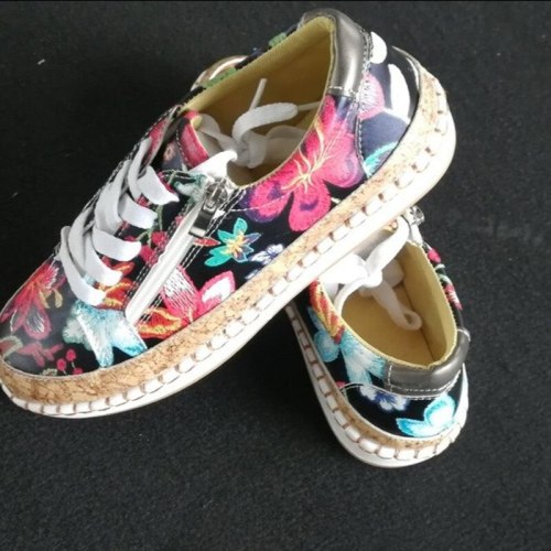 New Spring Printed Flat Shoes New Jogging Shoes Fashion Round Toe Vulcanized Shoes