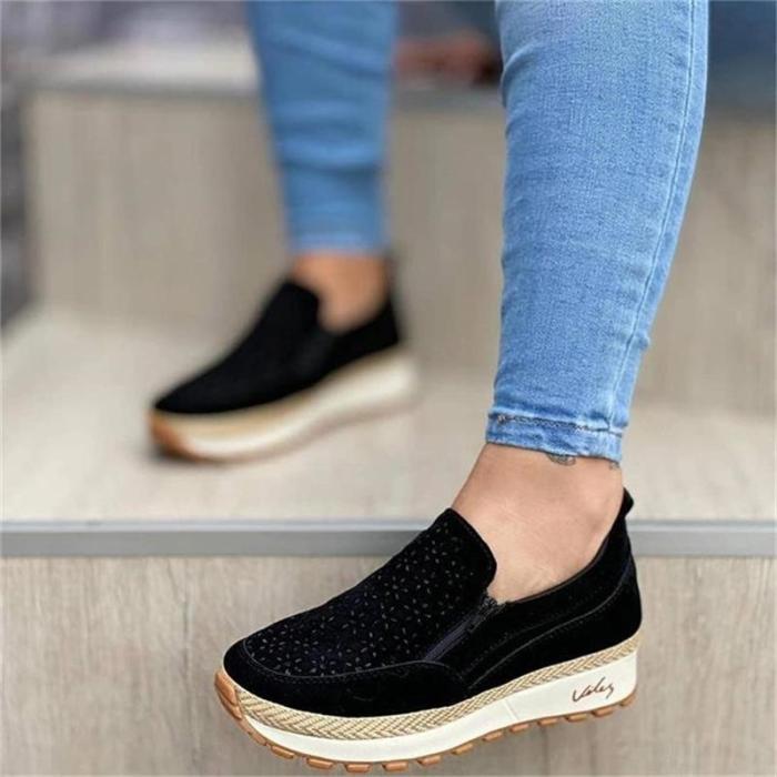 New Women's Shoes Fashion Trend Personality Solid Color Faux Suede Side Zipper Flat Heel Platform Comfortable Casual Shoes