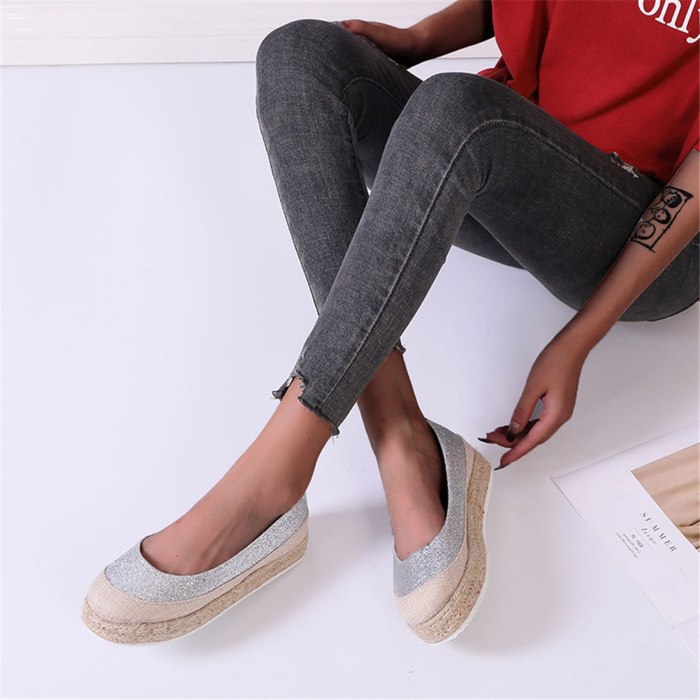 Women Shoes Fashion Large Size Breathable Comfortable Pure Color Casual Shoes Hemp Rope Woven Platform Walking Shoes Loafers