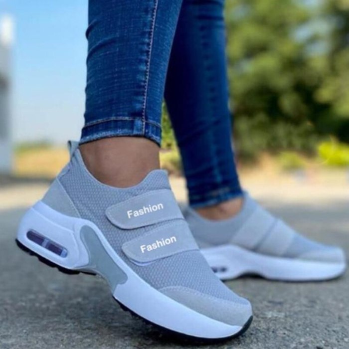 Women Fashion Platform Solid Color Breathable Wedges Walking Sneakers