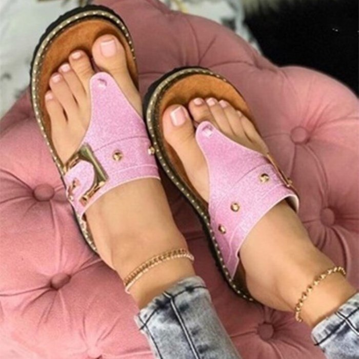 2021 Summer Women's Sandals Wear Resistant and Breathable Flat Slippers Casual Fashion Comfortable Indoor Slippers Flip Flops