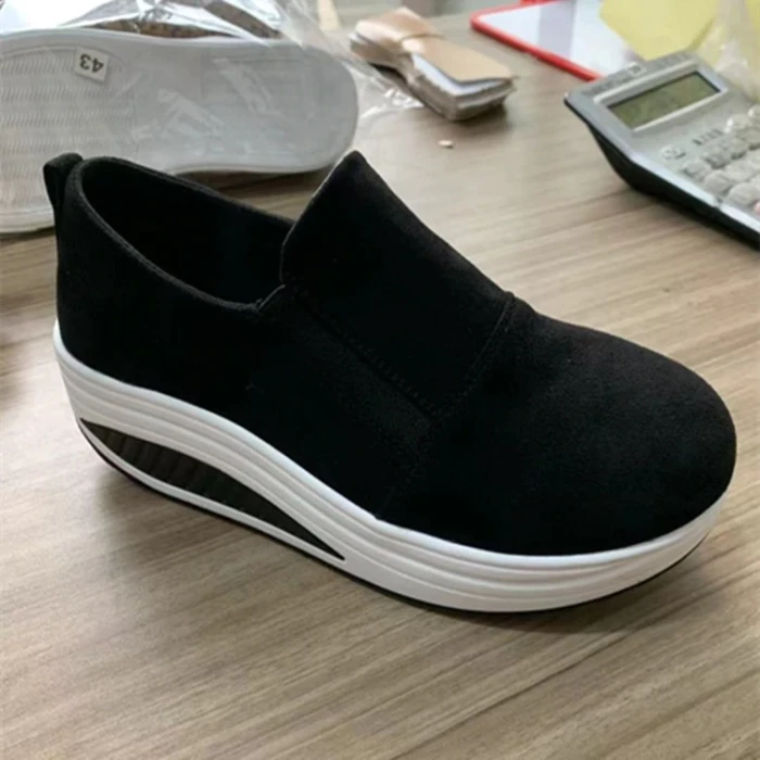2021 Hot Flock New High Heel Lady Casual Black/ 6CM Women Sneakers Leisure Platform Shoes Breathable Height Increasing Shoes