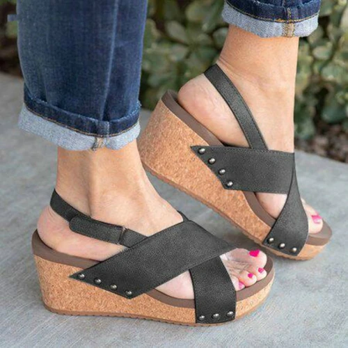 Women Summer Sandals Platform Sandals Wedges Plus Size 43 Woman Shoes Sexy High Heel Classics Style Ladies Sandals Promotion