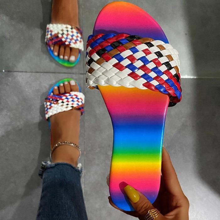 2021 Women's Slippers Summer New Rubber Sandals Shoes Mixed Color Ladies Footwear Female Shoes Outdoor Comfortable PU Flip Flops