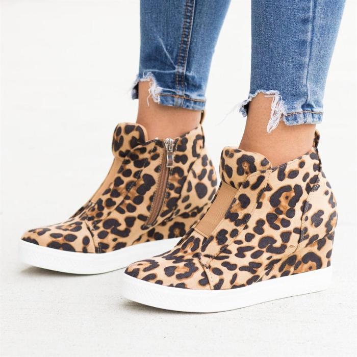 Spring Autumn Boots Women Wedges Heel Inner Heel Height Increasing Pumps Shoes Ankle Short Zip Boto Plus Size