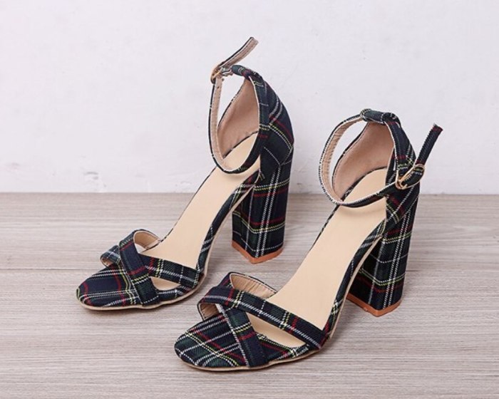 High Quality Women Shoes Sandals Summer Ankle Wrap Sandals High Heels Chunky High Heel Work Shoes Big Size