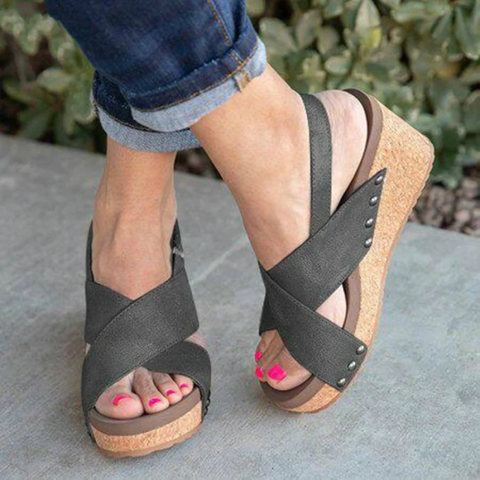 Women Summer Sandals Platform Sandals Wedges Plus Size 43 Woman Shoes Sexy High Heel Classics Style Ladies Sandals Promotion