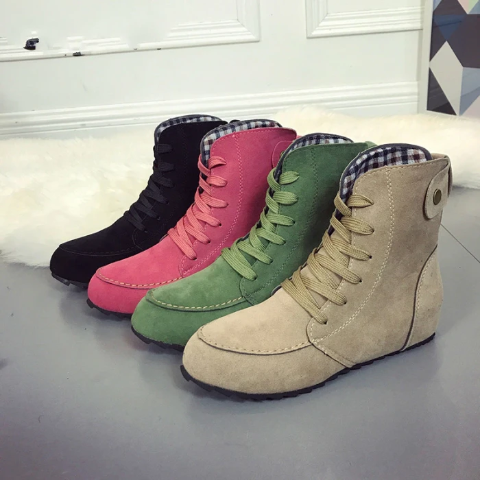 Female Autumn And WinterRetro Flat Women's ShoesFashion Ankle BootsLace Up Women's Bootscasual ShoesPlus Size Martin Boots