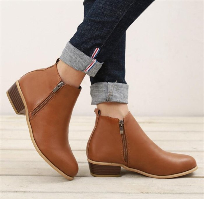 2020 Spring Women Ankle Boots Square Mid Heel Zip Shoes Woman Pointed Toe Shoes Female Classic Blue Autumn Boots Plus Size 42 43