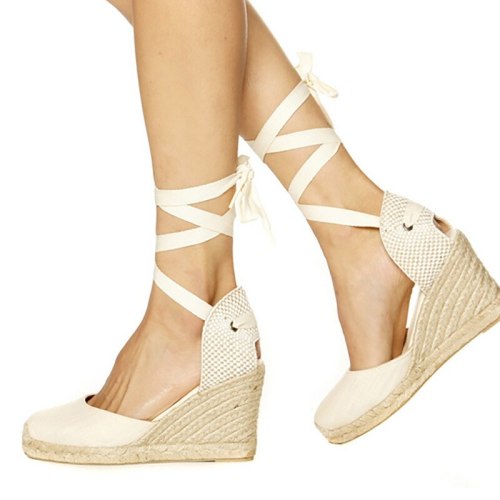 Cross-Elastic Wedge High-Heeled Sandals for Ladies Hemp Rope Fisherman Shoes Platform Wedges Women's Sandals