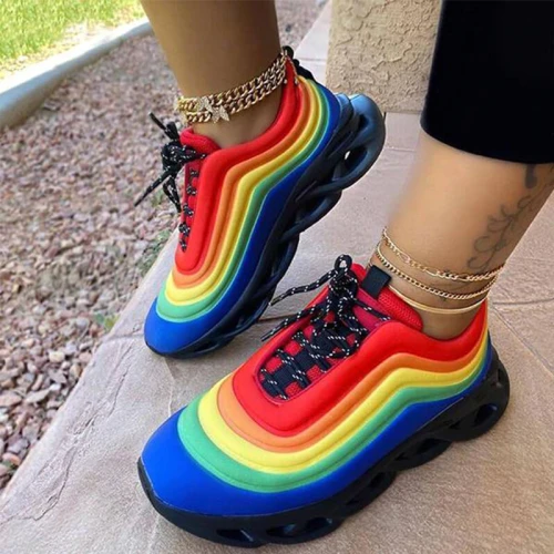 Women Sneakers Autumn Rainbow Platfrom Chunky  Comfortable Brand Designer Ladies Sports Shoes Ourdoor Running