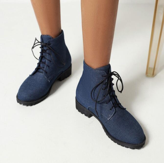 Big Size boots women shoes ankle boots for women ladies boots shoes woman winter Cross strap with flat round head