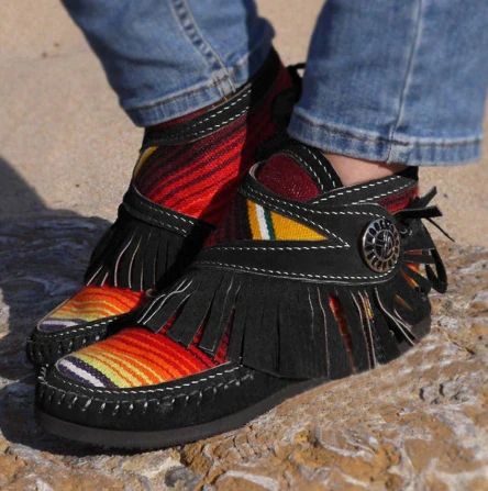 Women Tassel Stripe Ankle Boots