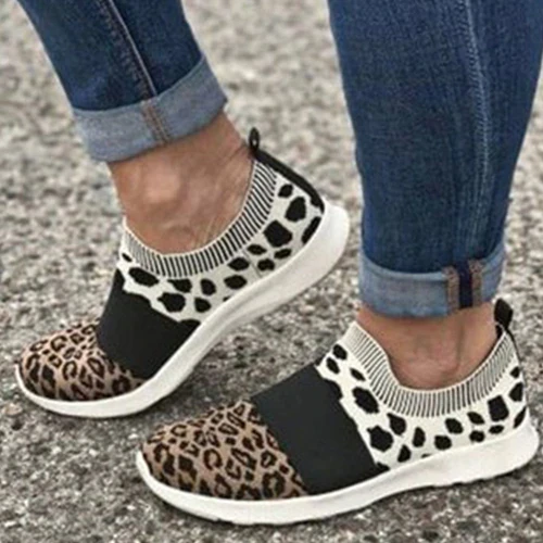 Women Leopard Sneakers Woman Mesh Breathable Vulcanized 2021 Autumn Women's Casual Flats Ladies Tennis Shoes Female Plus Size