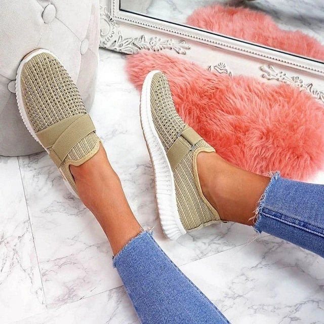 Women Casual Shoes Spring Crystal Solid Female Mesh Sneakers Casual Flat Shoes Women Flats Ladies Sport Shoes White