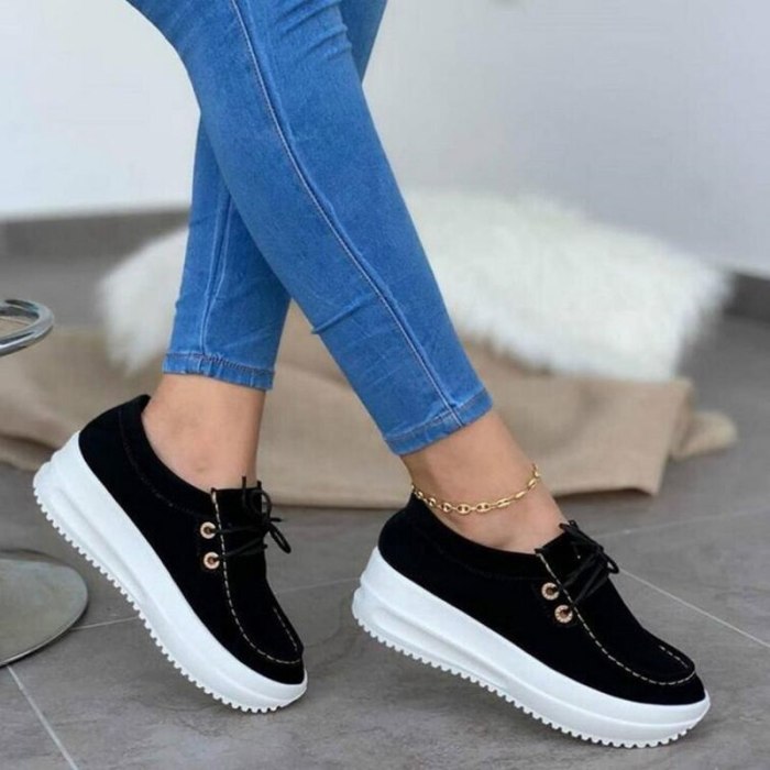NEW Fashion Platform Sneakers Women Shoes Thick Bottom Casual Shoes Female Breathable Lace-up Solid Shoes Woman