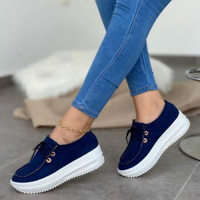 Women Thick Bottom Breathable Lace-up Sneakers