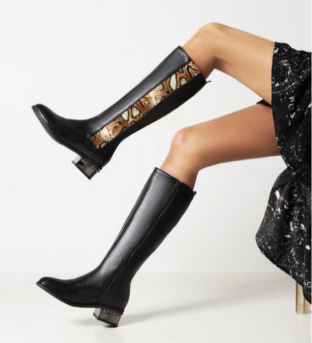 Women Fashion Zip Sexy Lace Knee High Boots
