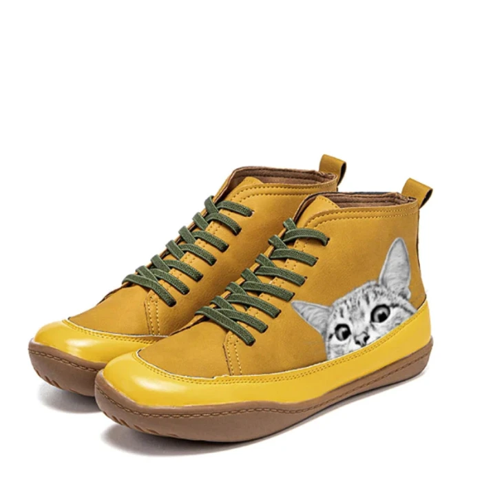 Women's Fashion Cartoon Cat Print Boots