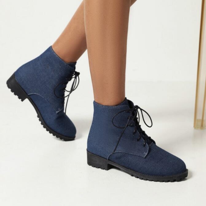 Big Size boots women shoes ankle boots for women ladies boots shoes woman winter Cross strap with flat round head