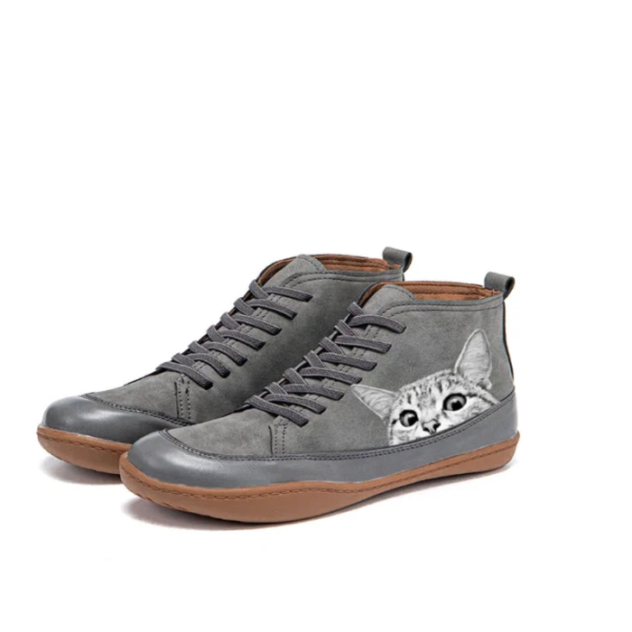 Women's Fashion Cartoon Cat Print Boots