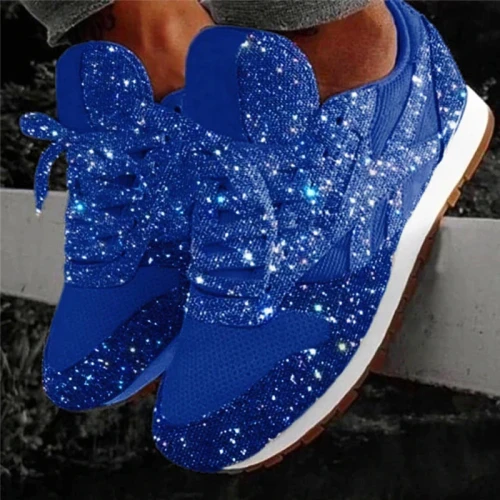 2021 New Casual Women Bling Sneakers Flat Ladies Vulcanized Shoes Female Height Increase Chunky Sneaker Running Sparkling Shoes