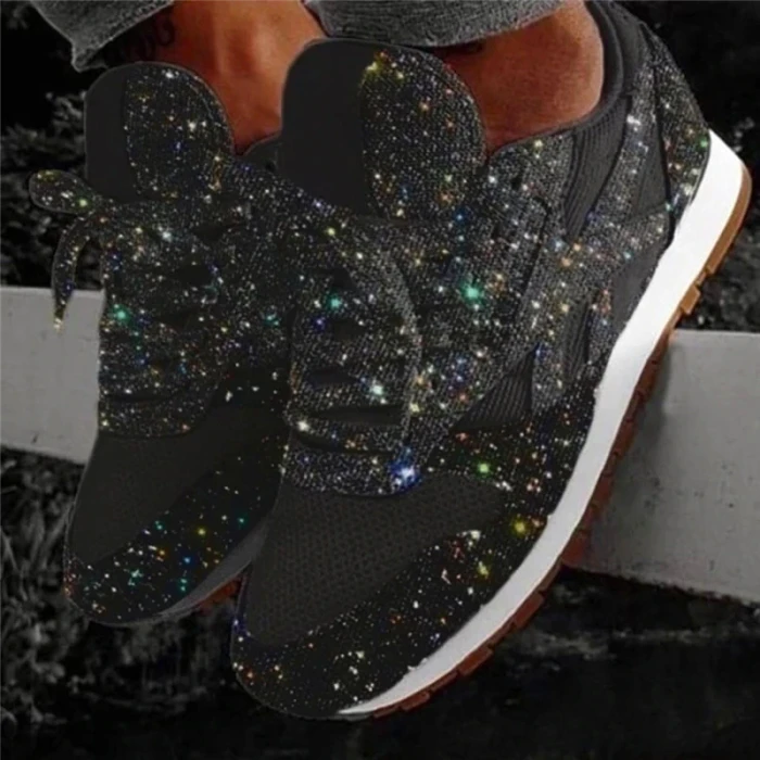 2021 New Casual Women Bling Sneakers Flat Ladies Vulcanized Shoes Female Height Increase Chunky Sneaker Running Sparkling Shoes