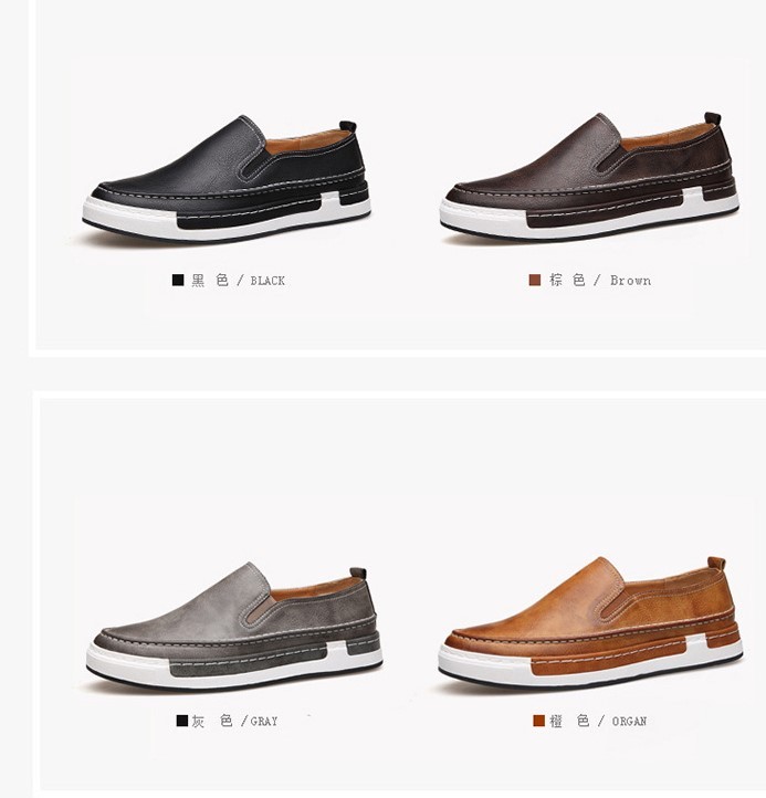 Men Leather Loafers Breathable Shoes