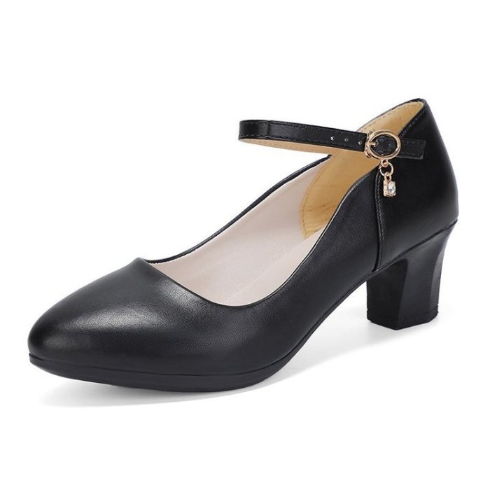 New women pumps block high heels vintage ladies shoes