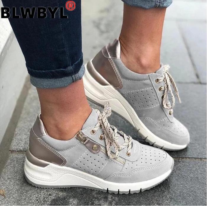 Breathable Sneakers Women Vulcanized  Casual Shoes New Styles Striped Mesh Platform Ladies Trend Sneakers