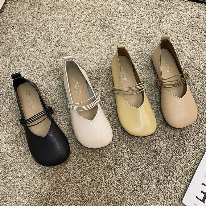 Women Simple Vintage Flat Heel Slip-on Shoes