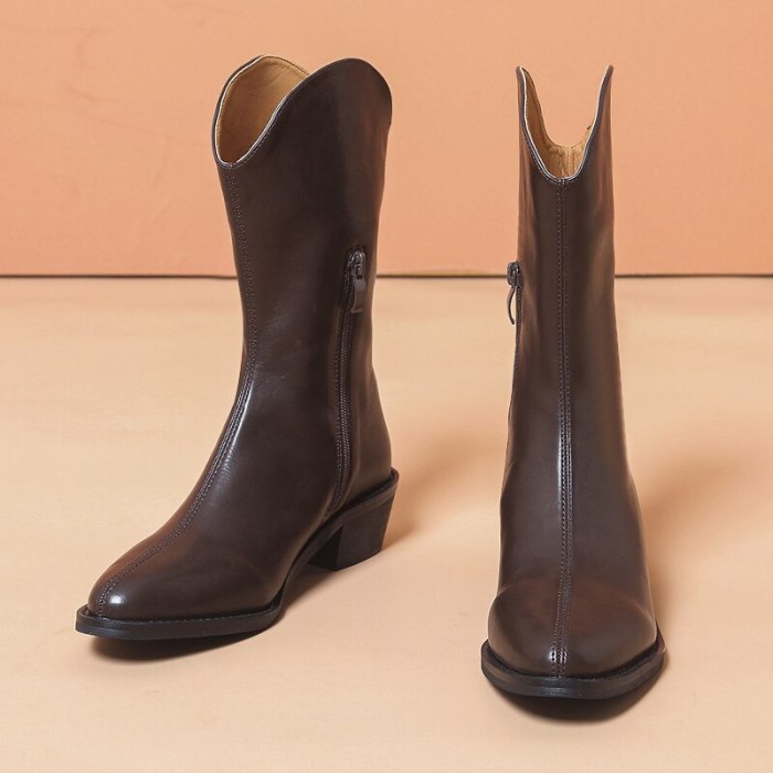 2021 Autumn and Winter New  Retro Thick-heeled Western Cowboy Female Knight But Knee Long Women's Boots