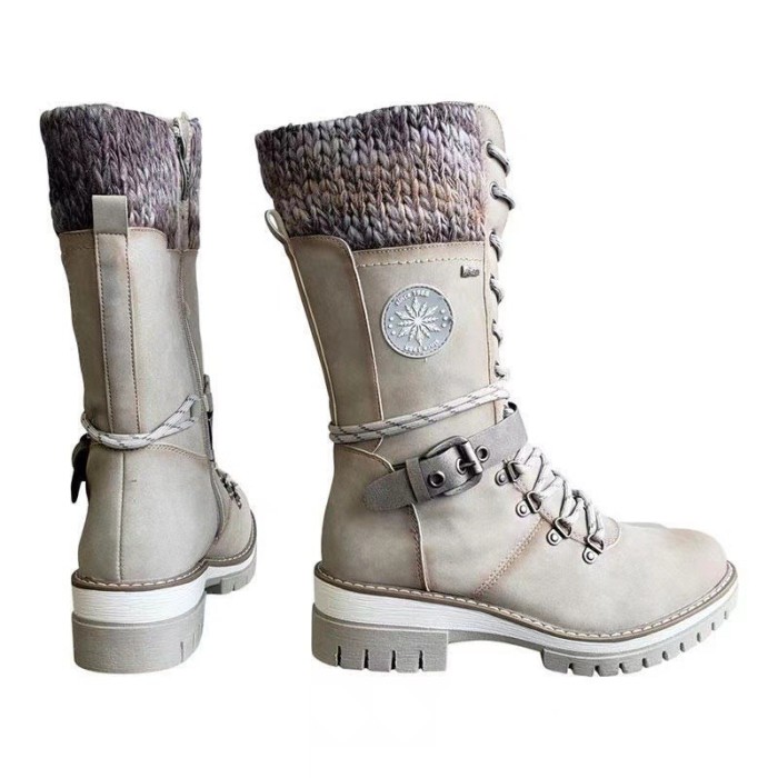 New Fashion Round Toe Square High Heel Snow Boots
