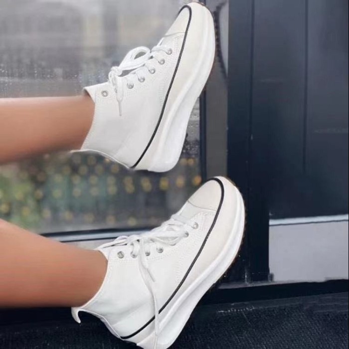 Women's Vulcanize Shoes Outdoor Comfortable Platform Wedges Shoes for Woman Fashion Canvas Lace-up Casual Shoes