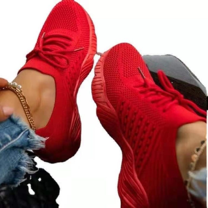 Sneakers Shoes 2021 Fashion Lace Up Platform Women's Shoes Summer Plus Size Flat Mesh Sports Shoes Woman Vulcanize Shoes