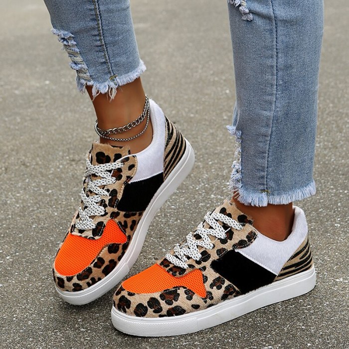 Women's Autumn and Winter Sports Shoes Flat Leopard Print Suede Fashion Dancing Vulcanized Shoes 2021 New 43 Size Ladies