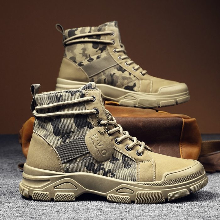Men's Boots Winter Warm Men Boots Lace Up Camouflage Male Leather Shoes Outdoor Ankle Boot Big Size 39-44 Footwear 2021 New