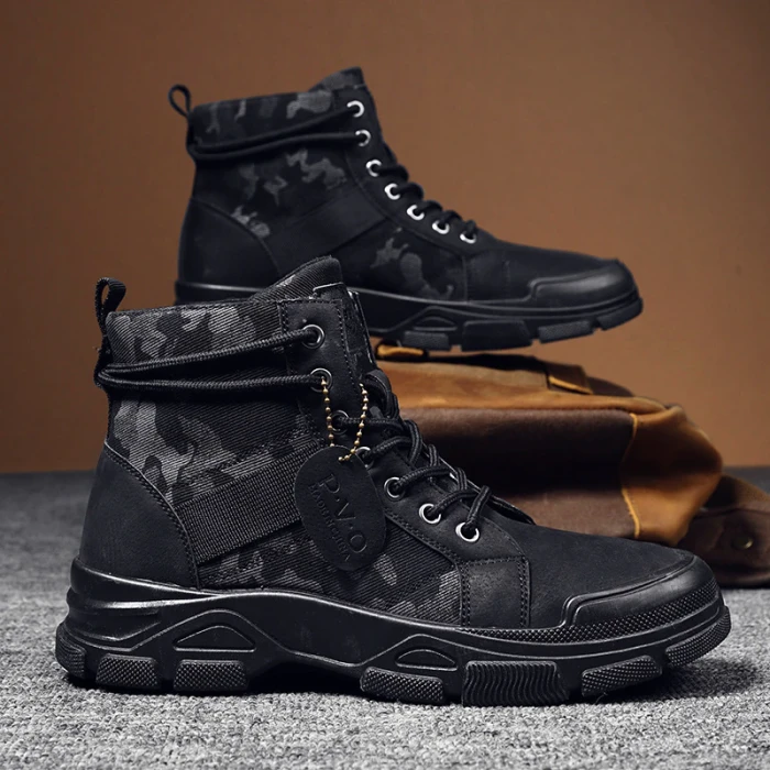Men's Boots Winter Warm Men Boots Lace Up Camouflage Male Leather Shoes Outdoor Ankle Boot Big Size 39-44 Footwear 2021 New