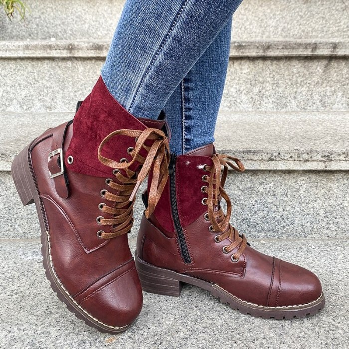 Women Fashion Casual Leather Ankle Boots