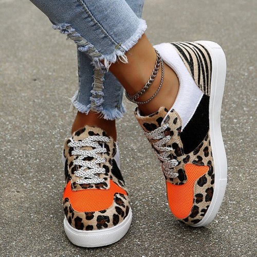 Women's Autumn and Winter Sports Shoes Flat Leopard Print Suede Fashion Dancing Vulcanized Shoes 2021 New 43 Size Ladies