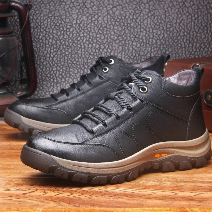 2021 Winter Boots Men Leather Shoes Warm Plush Cold Winter Mens Ankle Boots Thick Sole Non-slip Snow Cotton Shoes