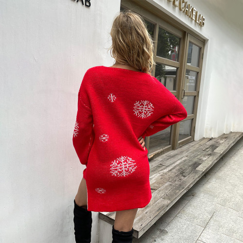 2021 Christmas Print Pullovers Sweaters Casual Long Sleeve Sweater Cartoon Elk Embroidery Round Neck Long Knitwear