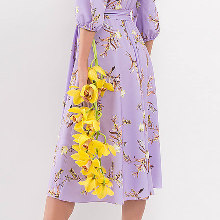 Women Long Purple Fairy Dress Vintage Elegant  Maxi Dress
