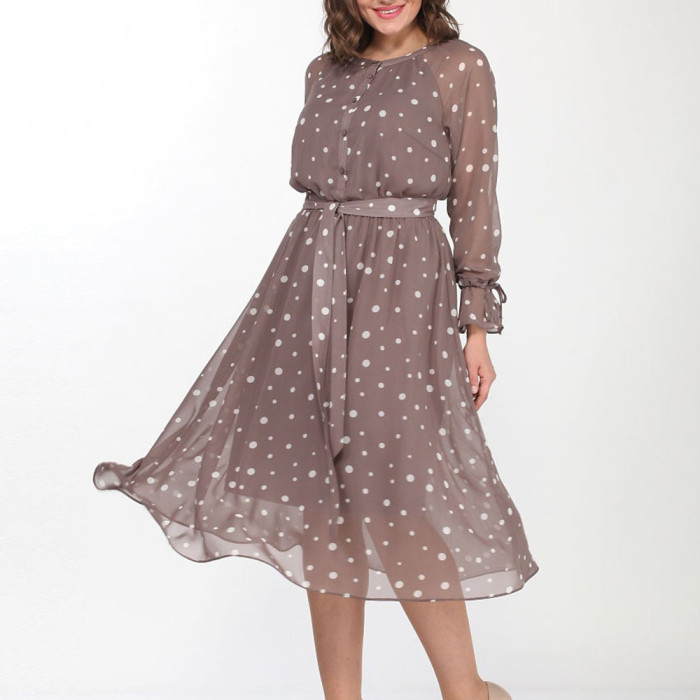 Fashion Chiffon Vintage Printing A-Line Casual Dress